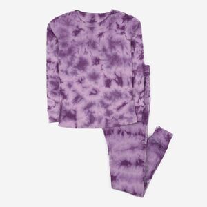 LEVERET -  Kids Two Piece Cotton Pajamas Tie Dye Purp Tie Dye Purple